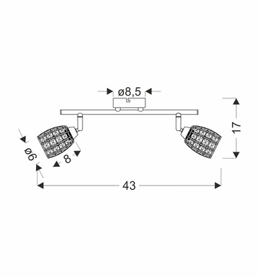 Shiba Deckenleuchte, Chromstreifen, 2 x 15 W, G9, farbloser Lampenschirm