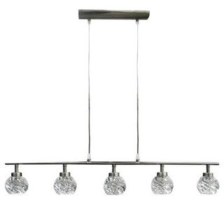 Lampa wisząca Gira metalowo-szklana 11-punktowa do salonu satyna nikiel
