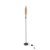 Nordic glass floor lamp with amber shade black metal standing
