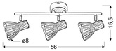 Lampa sufitowa Chile listwa regulowana 3-punktowa do kuchni metalowa