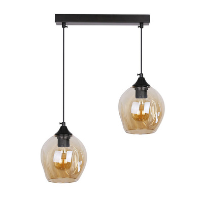Glass hanging lamp black / brown 2xE27 Aspa 32-00590