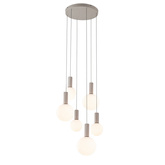 Suspension Testa beige globes blanches 6x10W G9 réglable