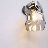 Wall lamp black smoked glass shade Felis 21-00125