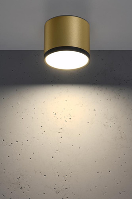 Lampa sufitowa tuba LED natynkowa złoto‑czarna zintegrowany LED 9W