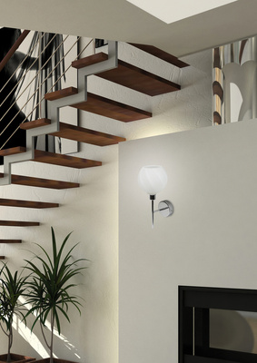 Single chrome wall lamp with white glass shade Raul Candellux 21-72191