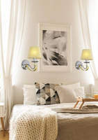 Wall lamp chrome / gold thread lampshade E14 40W Diva Candellux 21-55040