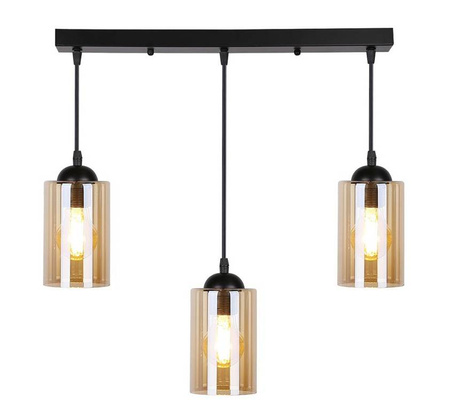 Lampa suspendata neagra / banda maro 3xE27 Bistro 33-00545