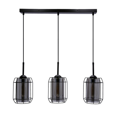 Lampa suspendata Jonera neagra 3x40 E27 abajur afumat 33-08435