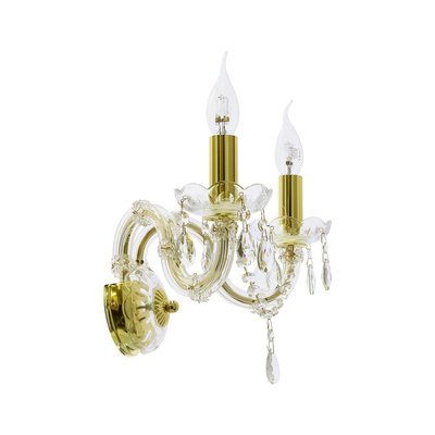 Classic gold crystal LED wall sconce