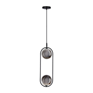 Hanging lamp CORDEL elegant black with graphite ball shades minimalist living room lighting 2x G9 LED
