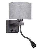 Black/grey wall lamp with LED reading lamp Polo Candellux 21-75499