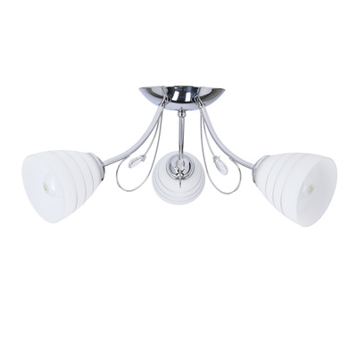Chrome ceiling lamp 3x40W white shade with crystals Simpli Candellux 33-63847