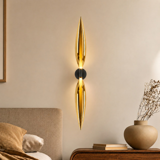 Nordic wall light black with golden glass shades 2xG9