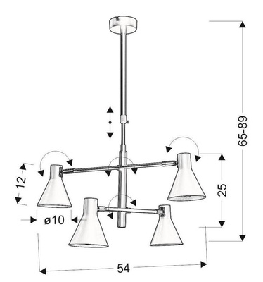 Ceiling lamp black and gold mat adjustable 4x40W Less Candellux 34-72689