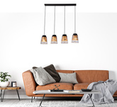 Lampa wisząca czarno-złota szkło 4xE27 Fresno