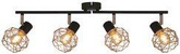 Plafonnier applique bande noire et or 4x40W E14 Acrobat 94-66657
