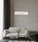 Pendant lamp FROZI in glamour style white shade with crystals elegant and modern LED living room lighting