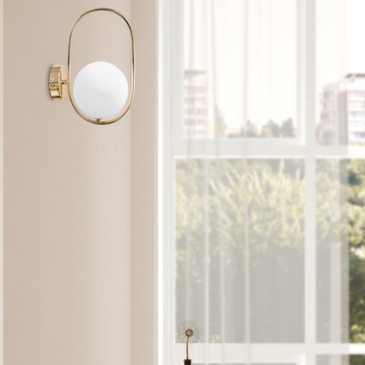 Wandleuchte Messing Glas Kugelring G9 Cordel 21-73440