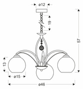 SANDRINE lampa wisząca chromowy 3x40W E27 klosz biały