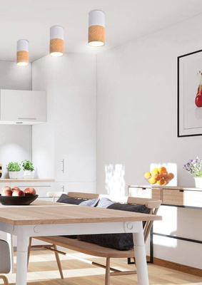 Ceiling lamp white/wooden GU10 25W tube Candellux 2273655