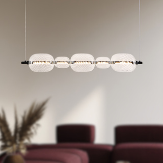 PLAYA lampă suspendată negru orizontală 15W LED 3000K abajur transparent