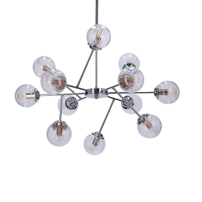Plafonnier suspendu chrome avec abat-jour en verre 12x40W Best Candellux 30-64806