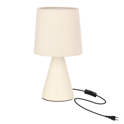 Lampka nocna Satti ceramiczna z abażurem beżowa do sypialni na stolik nocny