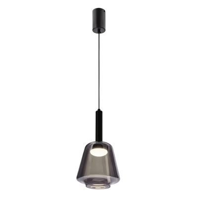 Hanging lamp Bueno glass black with smoked shade for living room