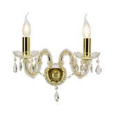 Classic gold crystal LED wall sconce