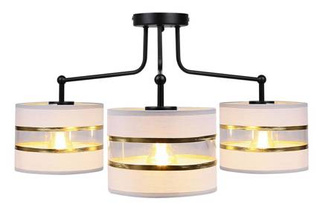 Deckenleuchte schwarz 3xE27 weiß + goldener Lampenschirm Andy 33-00514