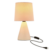 Lampka nocna Satti ceramiczna z abażurem beżowa do sypialni na stolik nocny