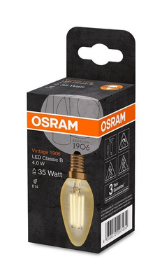Żarówka LED E14 4W 410LM 2400K VINTAGE B35 świeca OSRAM