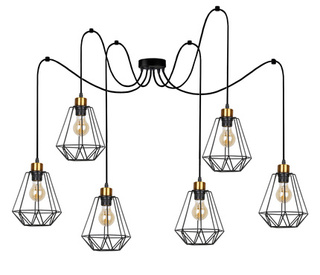 Lampa wisząca Primo sześciopunktowa metalowa czarno-złota nad stół