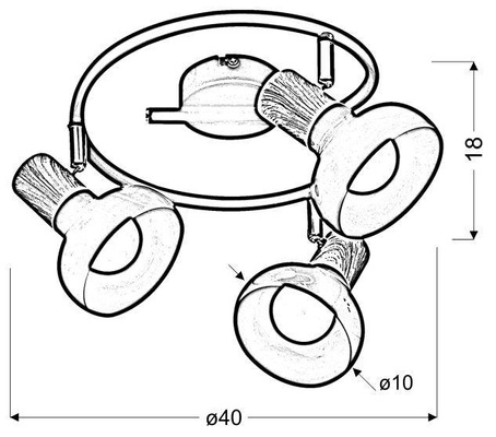 Deckenleuchte Spirale Metall weiß + Holz 3E14 Puerto Candellux 98-62697