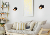 Wall lamp black lampshade copper lamp E14 40W Neria 91-81384