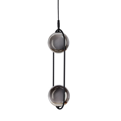 Hanging lamp CORDEL elegant black with graphite ball shades minimalist living room lighting 2x G9 LED