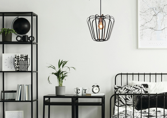 Lampa wisząca czarna metalowa loft 40W E27 Jonas 31-78483