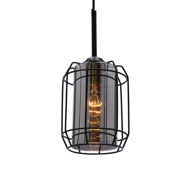 Lampa suspendata Jonera neagra 1X40 E27 abajur afumat 31-08428