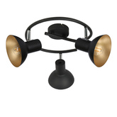 Deckenleuchte schwarze Spirale 3xE27 + Gold DISO 98-63434