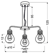 Hanging lamp chrome wire shade 3x60W adjustable Gliva Candellux 33-58539