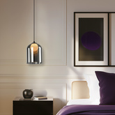 Lampa wisząca KLEA szklana – z grafitowym oraz mlecznym kloszem – nowoczesna lampa nad stół do salonu G9 LED