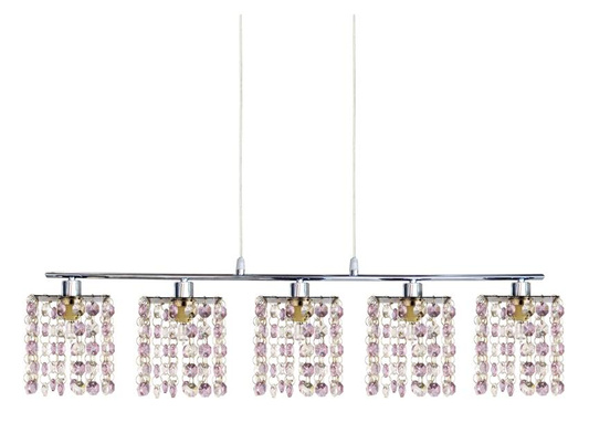 Lampa wisząca Classic pięciopunktowa z kryształkami chromowana do salonu G9