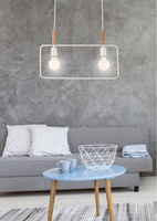 Lampe suspendue blanche hauteur réglable 2x60W E27 Frame 32-73549