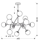 Hängende Deckenleuchte Chrom mit Glasschirmen 12x40W Best Candellux 30-64806