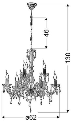 Gold crystal chandelier 8xE14 Maria Teresa Candellux 38-94653