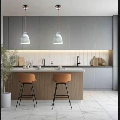 Lampa wisząca SEWILLA niebieska - z ceramicznym kloszem - skandynawska lampa nad wyspę i stół