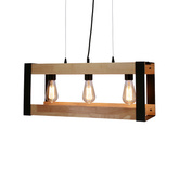 Hanging lamp black metal + wood 3xE27 Varna 33-79077