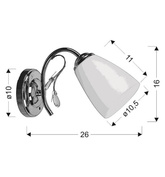 Chrome wall lamp with white shade 40W E14 Ursella Candellux 21-76991