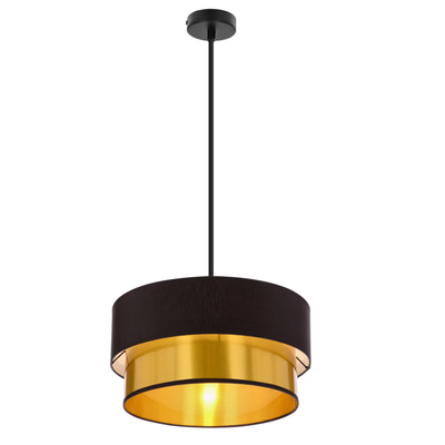 Lampa wisząca z abażurem Erna czarna ze złotym wnętrzem do jadalni