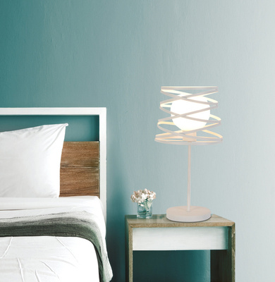 White metal table lamp + glass shade Akita Ledea 50501062